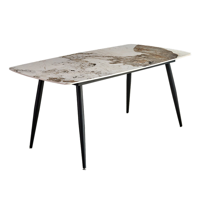 Metal Modern Rectangular Dining Table Sintered Stone Table for Dining Room and Kitchen
