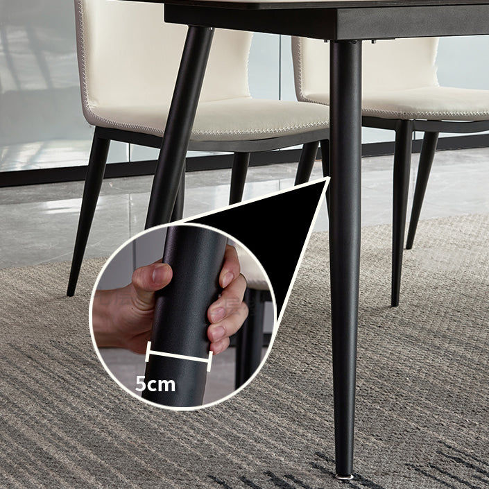 Metal Modern Rectangular Dining Table Sintered Stone Table for Dining Room and Kitchen