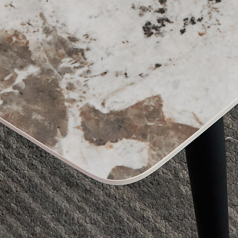 Metal Modern Rectangular Dining Table Sintered Stone Table for Dining Room and Kitchen