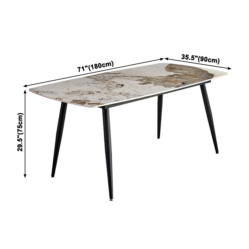 Metal Modern Rectangular Dining Table Sintered Stone Table for Dining Room and Kitchen