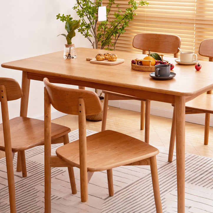 Oak Solid Wood Dining Table Simple Style Rectangle Dining Site Table with 4 Legs