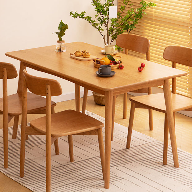 Oak Solid Wood Dining Table Simple Style Rectangle Dining Site Table with 4 Legs