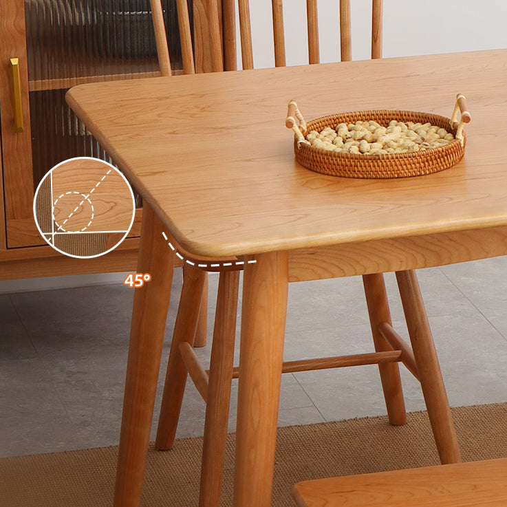 Oak Solid Wood Dining Table Simple Style Rectangle Dining Site Table with 4 Legs