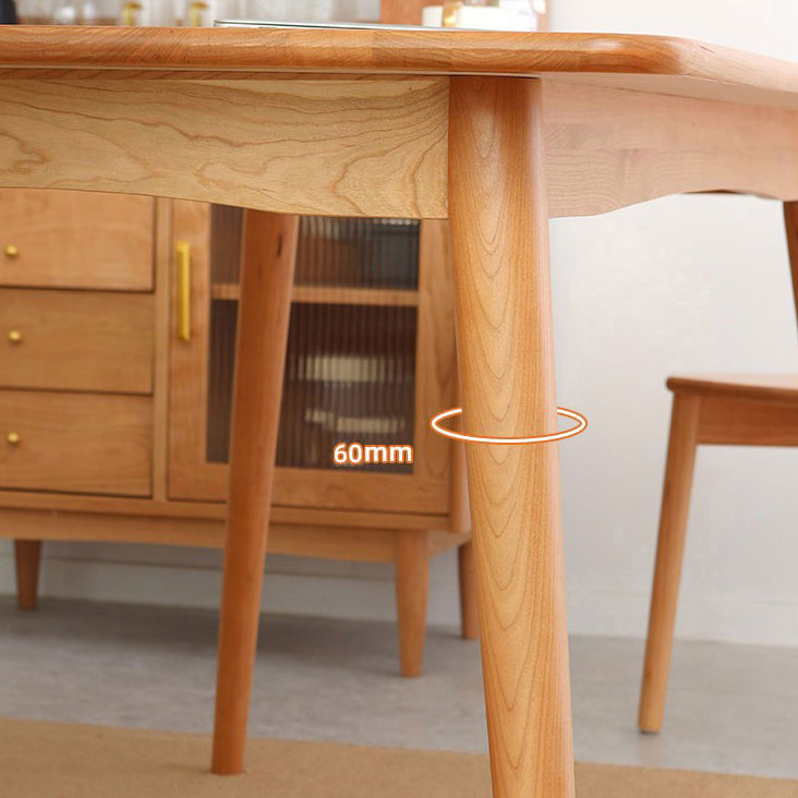 Oak Solid Wood Dining Table Simple Style Rectangle Dining Site Table with 4 Legs