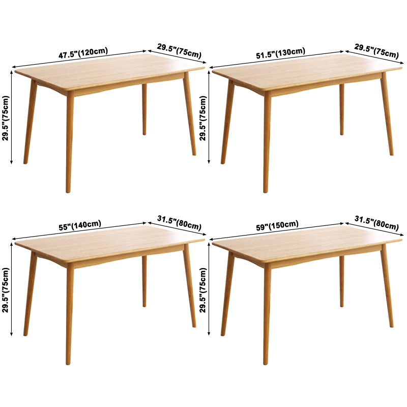 Oak Solid Wood Dining Table Simple Style Rectangle Dining Site Table with 4 Legs