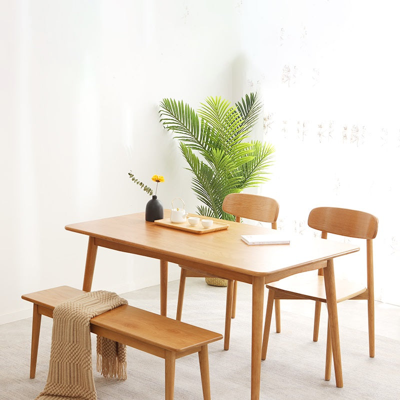 Oak Solid Wood Dining Table Simple Style Rectangle Dining Site Table with 4 Legs