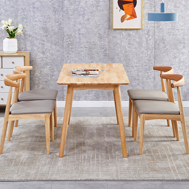 Table à manger rectangulaire et carrée en bois massif de style simplicité avec base à 4 pieds