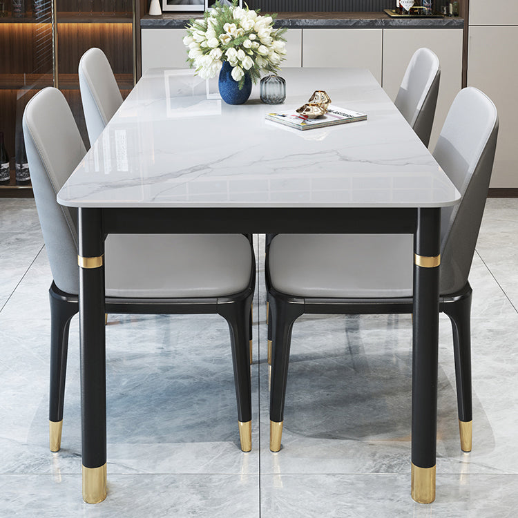 Mesa de comedor rectangular moderno de madera maciza Mesa de piedra sinterizada para comedor y cocina