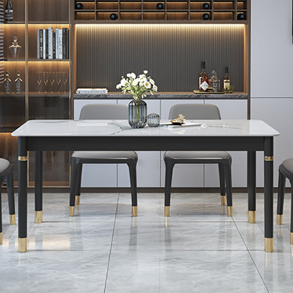 Mesa de comedor rectangular moderno de madera maciza Mesa de piedra sinterizada para comedor y cocina