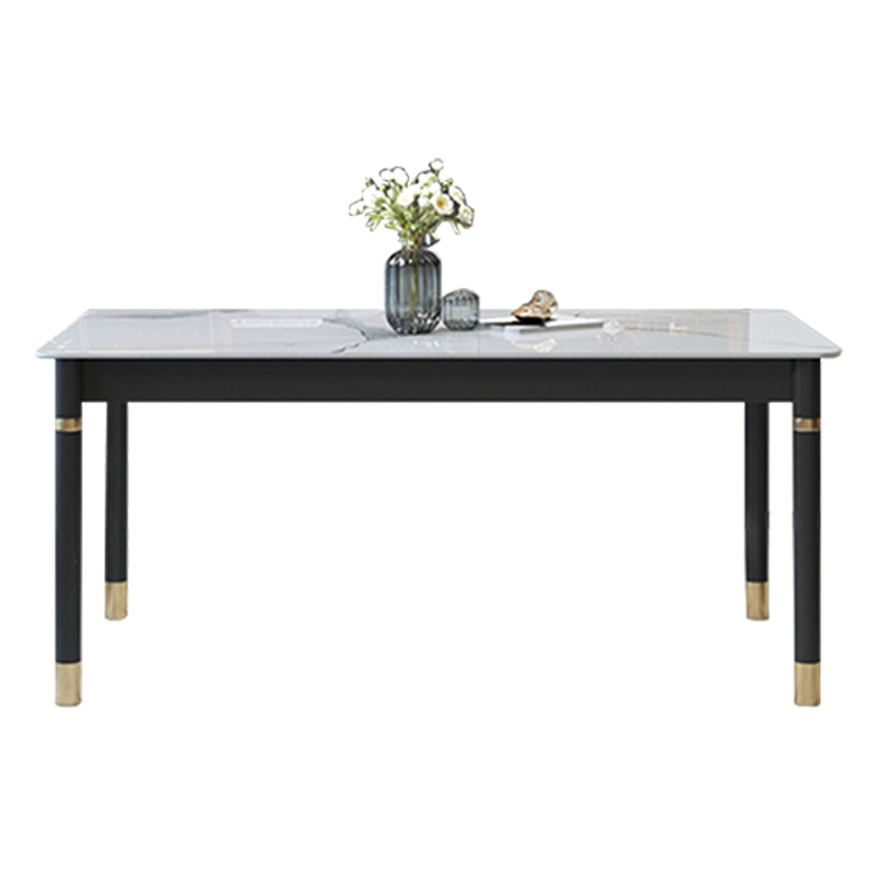 Mesa de comedor rectangular moderno de madera maciza Mesa de piedra sinterizada para comedor y cocina