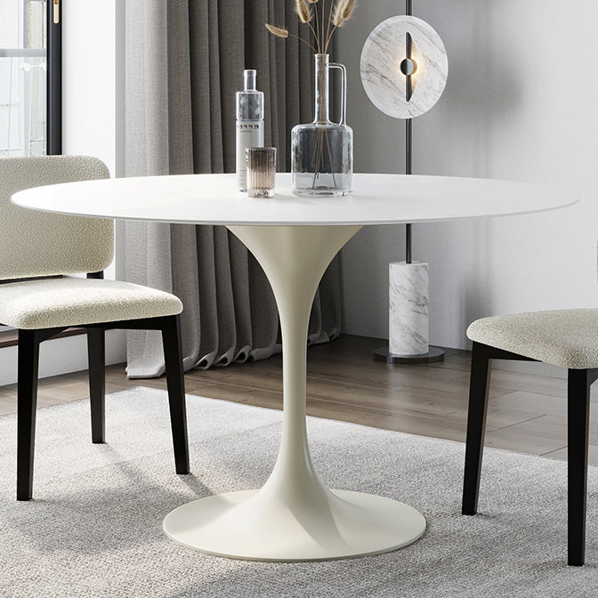 Ronde tulpen moderne eettafel witte toon vaste tafel met sinteren steen