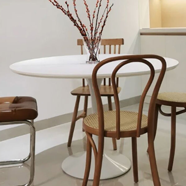 Ronde tulpen moderne eettafel witte toon vaste tafel met sinteren steen