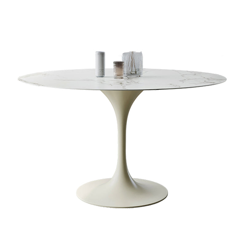 Ronde tulpen moderne eettafel witte toon vaste tafel met sinteren steen