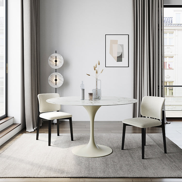 Ronde tulpen moderne eettafel witte toon vaste tafel met sinteren steen