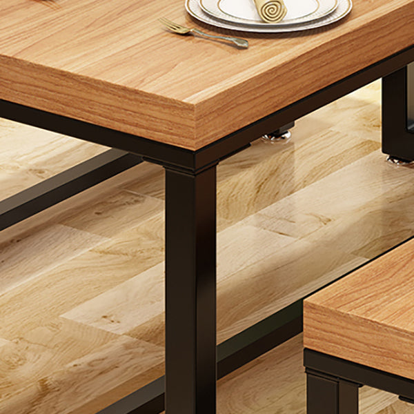 Mesa de comedor de cocina de madera maciza moderna forma de comedor rectángulo de comedor estándar con base de caballete