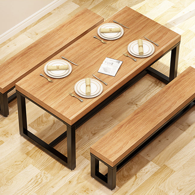 Mesa de comedor de cocina de madera maciza moderna forma de comedor rectángulo de comedor estándar con base de caballete