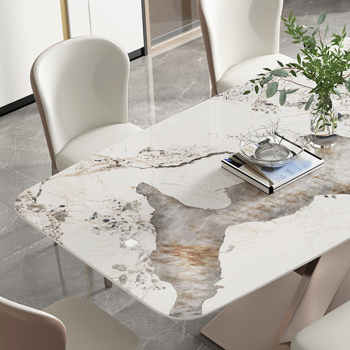 Rechteck Sintered Stone Esstisch Moderner Metallpodest -Basistisch für Restaurant