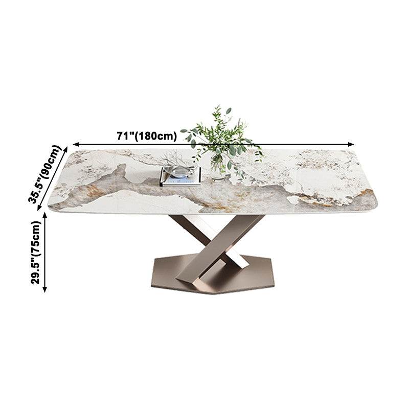 Rechteck Sintered Stone Esstisch Moderner Metallpodest -Basistisch für Restaurant