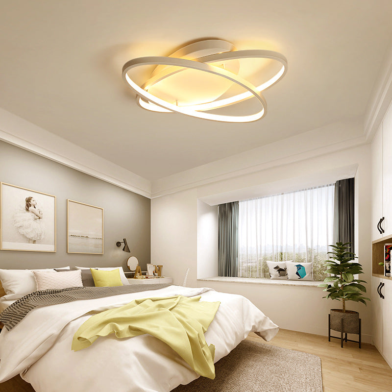 2-Lights Circle Semi Flush Mount Light Metal Modern Style Semi Flush Mounted Ceiling Led Lights