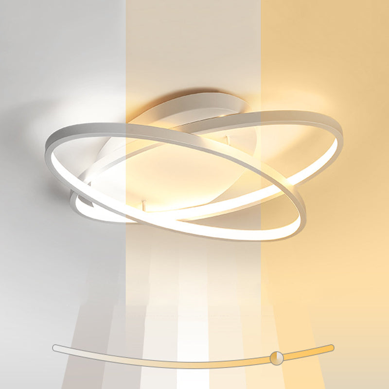 2-Lights Circle Semi Flush Mount Light Metal Modern Style Semi Flush Mounted Ceiling Led Lights