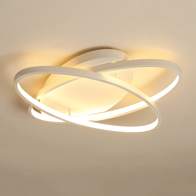 2-Lights Circle Semi Flush Mount Light Metal Modern Style Semi Flush Mounted Ceiling Led Lights
