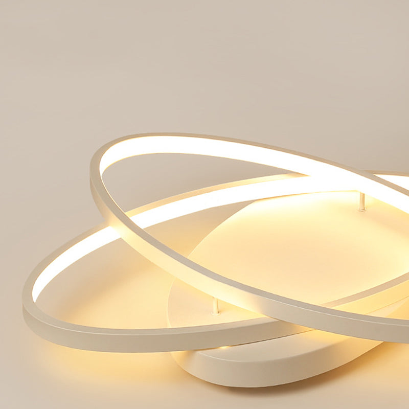 2-Lights Circle Semi Flush Mount Light Metal Modern Style Semi Flush Mounted Ceiling Led Lights