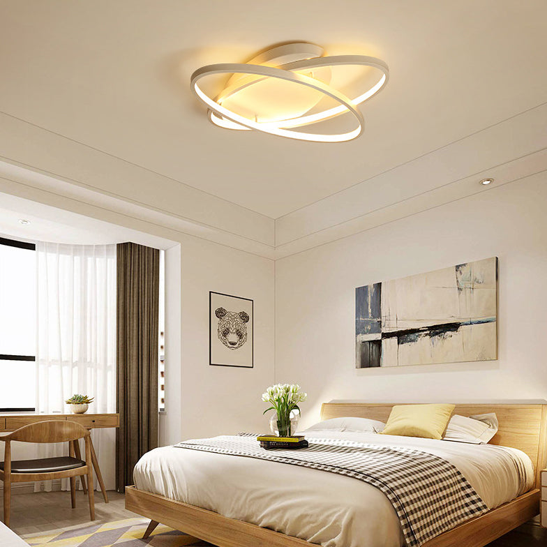2-Lights Circle Semi Flush Mount Light Metal Modern Style Semi Flush Mounted Ceiling Led Lights