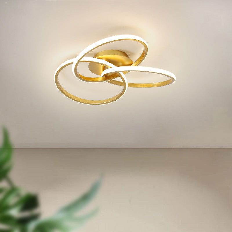 3-Lights Circular Semi Flush Mount Ceiling Lighting Fixture Modern Style Metal Flush Light