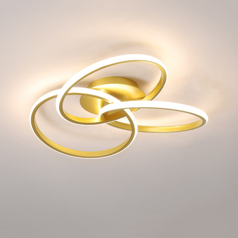 3-Lights Circular Semi Flush Mount Ceiling Lighting Fixture Modern Style Metal Flush Light