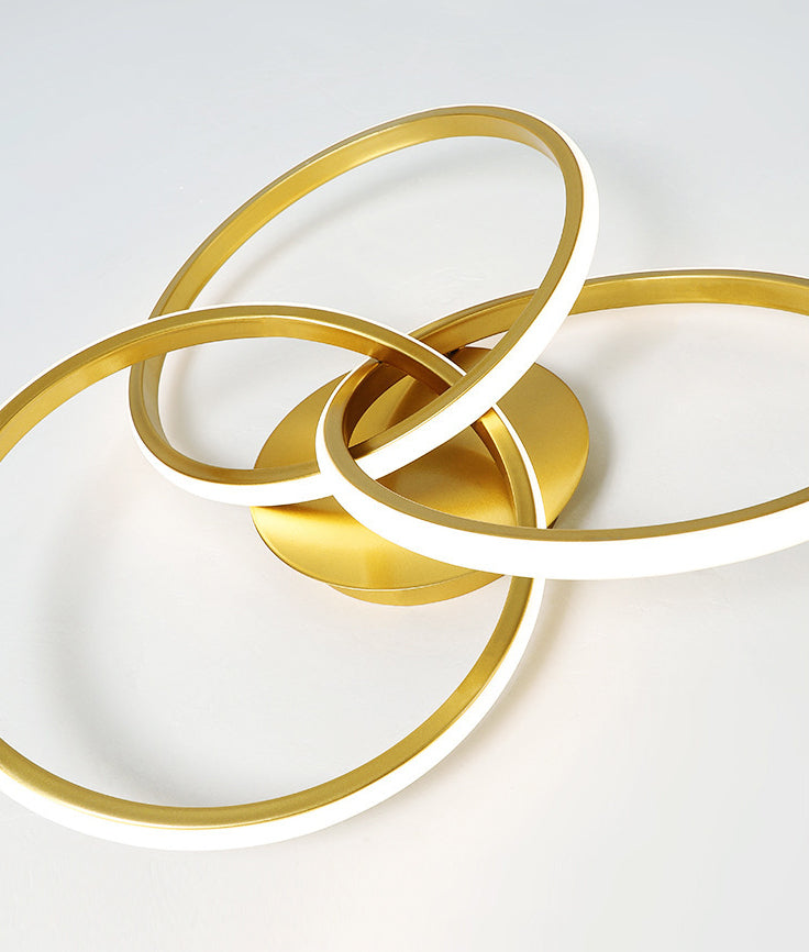 3-Lights Circular Semi Flush Mount Ceiling Lighting Fixture Modern Style Metal Flush Light