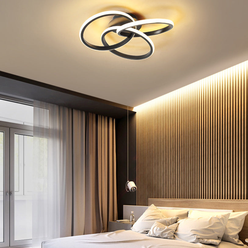 3-Lights Circular Semi Flush Mount Ceiling Lighting Fixture Modern Style Metal Flush Light