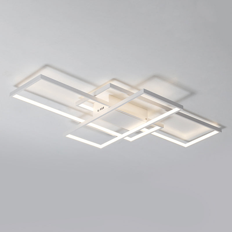 Luminaires semi-affleurants rectangulaires de style moderne Plafonniers à montage semi-encastré en métal à 3 lumières