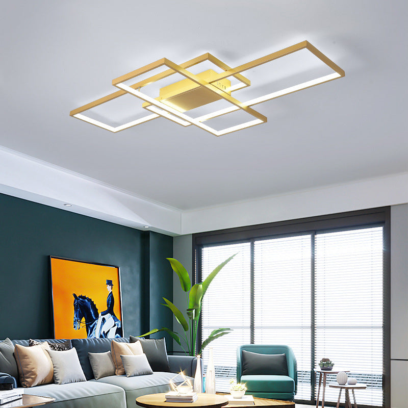 Lámparas de techo semi empotradas rectangulares de estilo moderno Luces de techo de montaje semisuperficial de metal de 3 luces