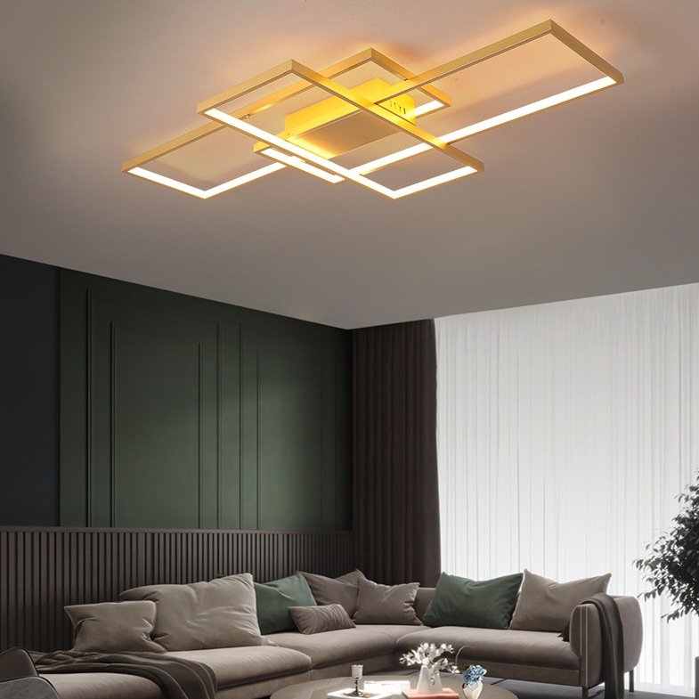 Lámparas de techo semi empotradas rectangulares de estilo moderno Luces de techo de montaje semisuperficial de metal de 3 luces
