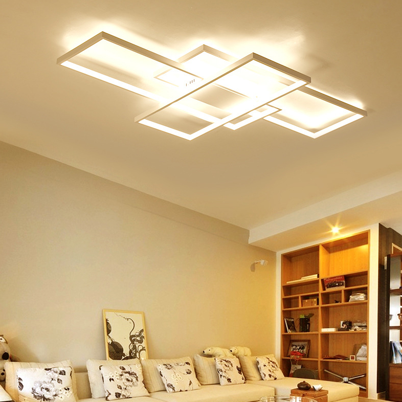 Lámparas de techo semi empotradas rectangulares de estilo moderno Luces de techo de montaje semisuperficial de metal de 3 luces