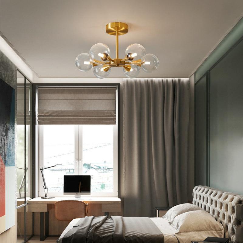 Opal Glass Globe Semi Flush Ceiling Lights Modern Style Multi Lights Semi Mount Lighting