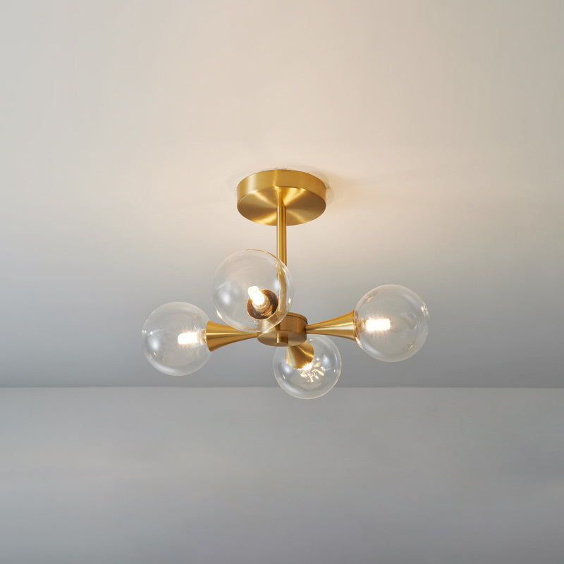 Opal Glass Globe Semi Flush Ceiling Lights Modern Style Multi Lights Semi Mount Lighting