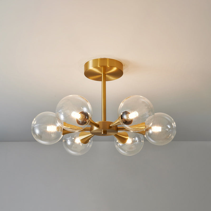 Opal Glass Globe Semi Flush Ceiling Lights Modern Style Multi Lights Semi Mount Lighting