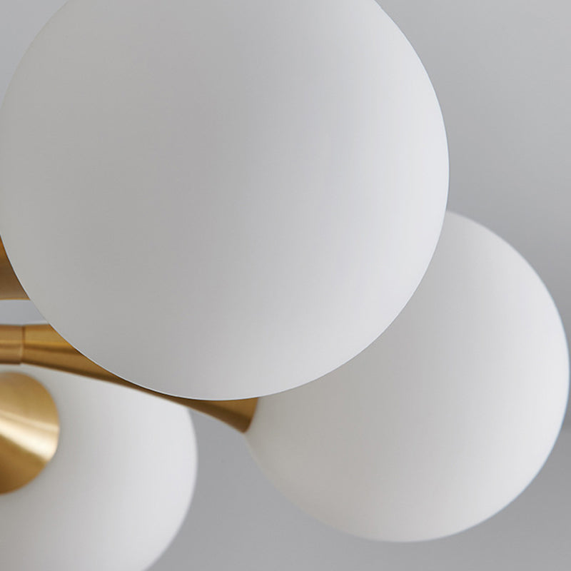 Opal Glass Globe Semi Flush Ceiling Lights Modern Style Multi Lights Semi Mount Lighting