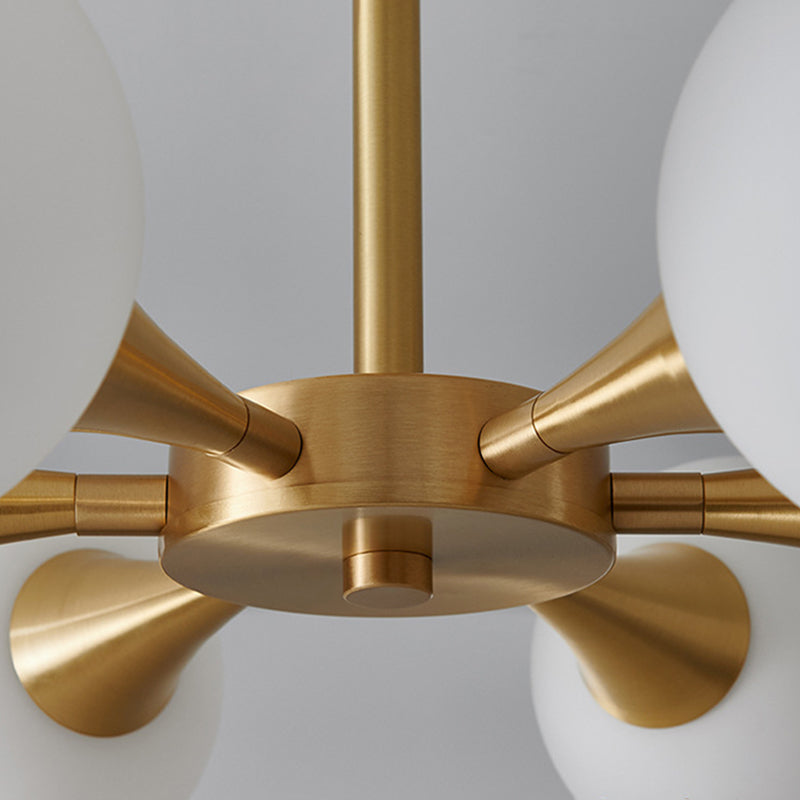 Opal Glass Globe Semi Flush Ceiling Lights Modern Style Multi Lights Semi Mount Lighting