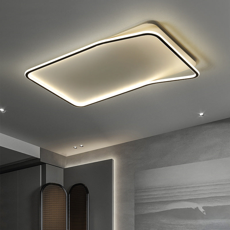 Geometric Black Flush Mount Ceiling Light Fixture Modern Style Metal Led Flush Ceiling Lights