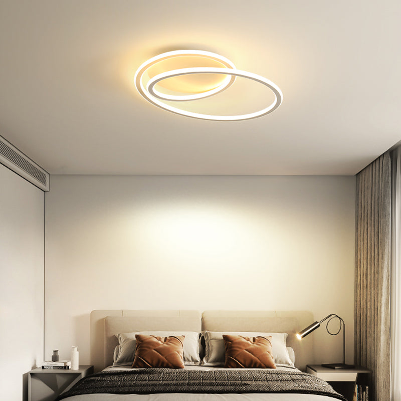 1-Light Ribbon Led Flush Mount Fixture Modern Style Metal Semi Mount Lighting