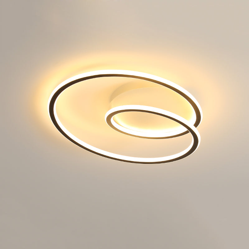 1-Light Ribbon Led Flush Mount Fixture Modern Style Metal Semi Mount Lighting