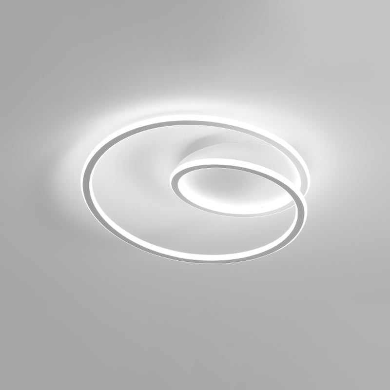 1-Light Ribbon Led Flush Mount Fixture Modern Style Metal Semi Mount Lighting