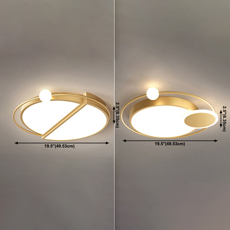 3-Lights Circles Flush Ceiling Light Fixture Modern Style Metal Led Flush Mount in Glod