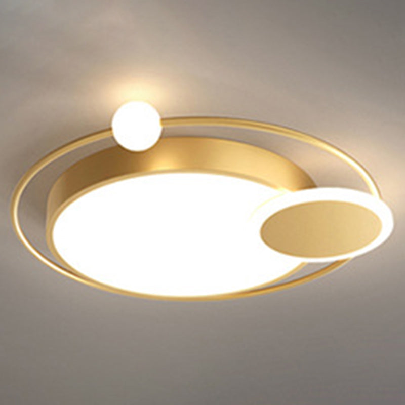 Plafonnier encastré à 3 lumières circulaires en métal de style moderne, montage encastré à LED en Glod