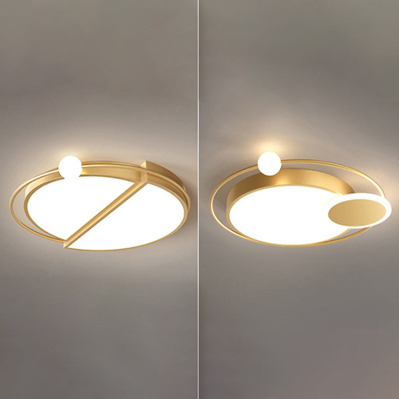 3-Lights Circles Flush Ceiling Light Fixture Modern Style Metal Led Flush Mount in Glod