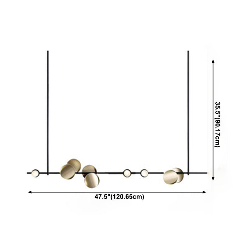 Modern Pendant Chandelier Linear Island Lighting 3 Light Metal Island Lights in Black