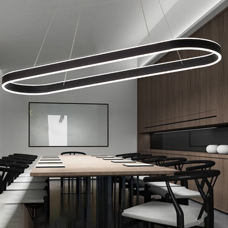 Modern Chandelier Linear Oval Island Lights 2 Light Metal Island Lighting Fixtures