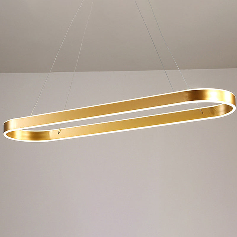 Modern Chandelier Linear Oval Island Lights 2 Light Metal Island Lighting Fixtures